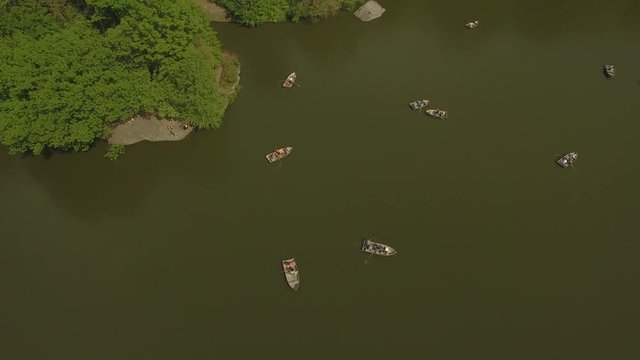 Flying above the lake at the Cental park in New york city. Aerial view of Central Park in New York City.Drone filming.