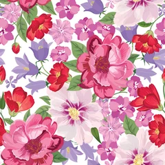 Foto op Aluminium Floral pattern. Flower seamless  background. Floral tile spring wallpaper © Terriana