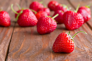 fresh sweet strawberry on wooden background