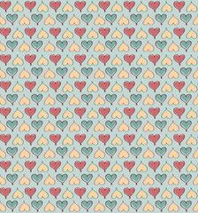 Love hearts seamless pattern. Retro background with doodle heats Valentine's day ornament