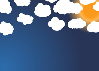 Set of different Cloud and Sun. Vector Illustration