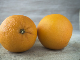 two oranges. Selective focus