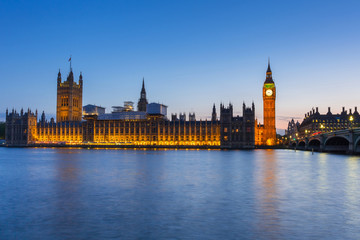 Naklejka na ściany i meble Big Ben and Palace of Westminster in London at night, UK
