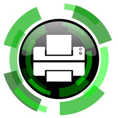 printer icon, green modern design isolated button, web and mobile app design illustration