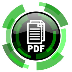 pdf icon, green modern design isolated button, web and mobile app design illustration,