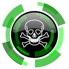 skull icon, green modern design isolated button, web and mobile app design illustration