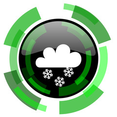 snowing icon, green modern design isolated button, web and mobile app design illustration