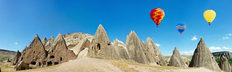 Fototapeta na wymiar Volcanic cliffs near monastery Selime, Cappadocia, Turkey.