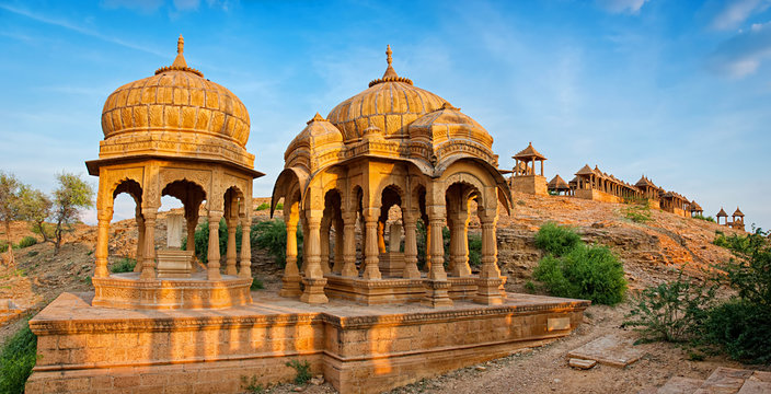 The royal cenotaphs, Bada Bagh in Jaisalmer, Rajasthan, India