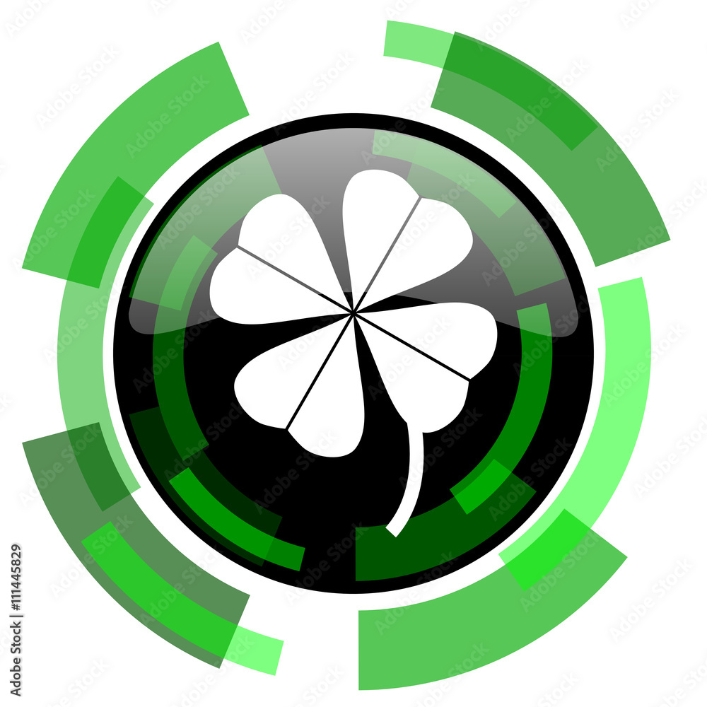 Poster four-leaf clover icon, green modern design isolated button, web and mobile app design illustration