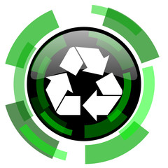 recycle icon, green modern design isolated button, web and mobile app design illustration