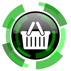 cart icon, green modern design isolated button, web and mobile app design illustration