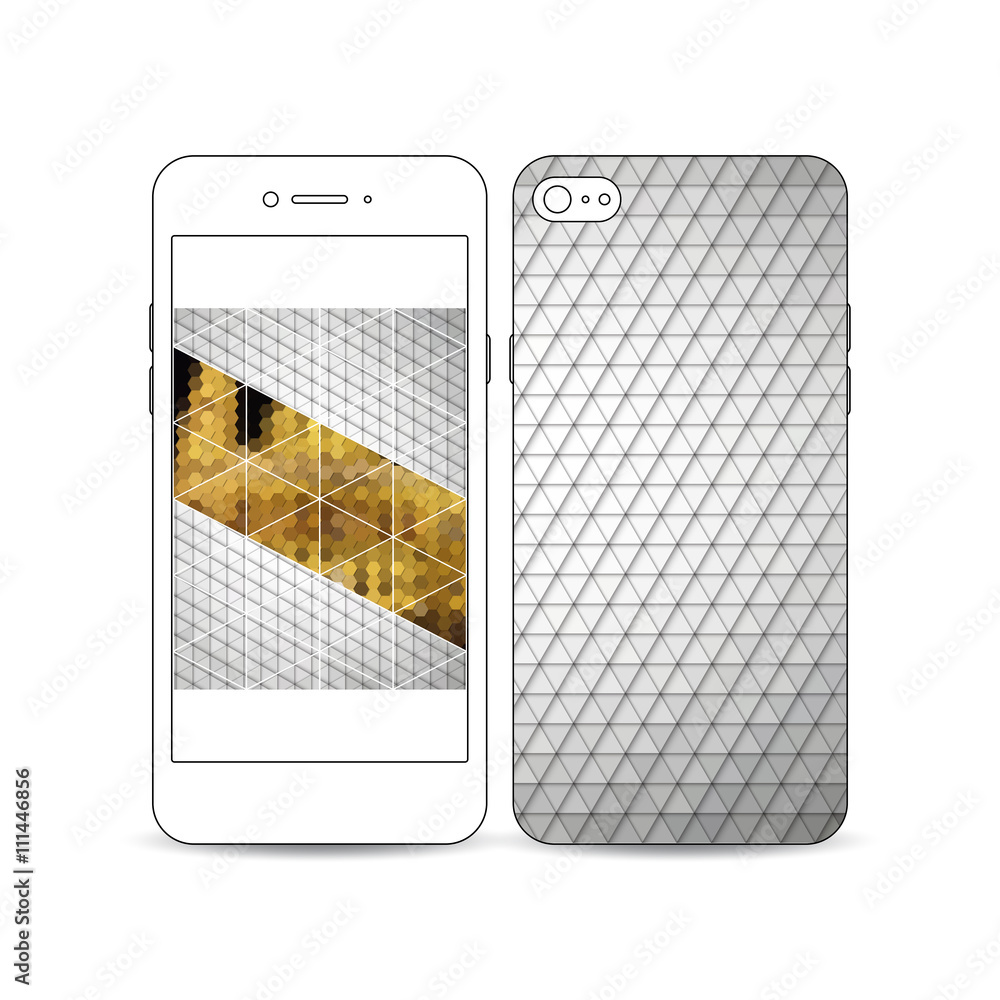 Aufkleber white mobile smartphone with an example of the screen and cover design isolated on white. abstract c