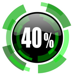 40 percent icon, green modern design isolated button, web and mobile app design illustration