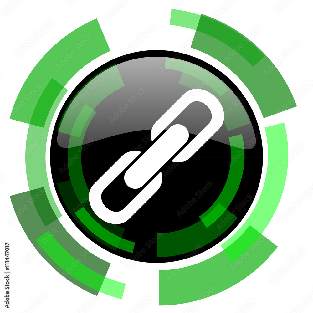 Aufkleber link icon, green modern design isolated button, web and mobile app design illustration