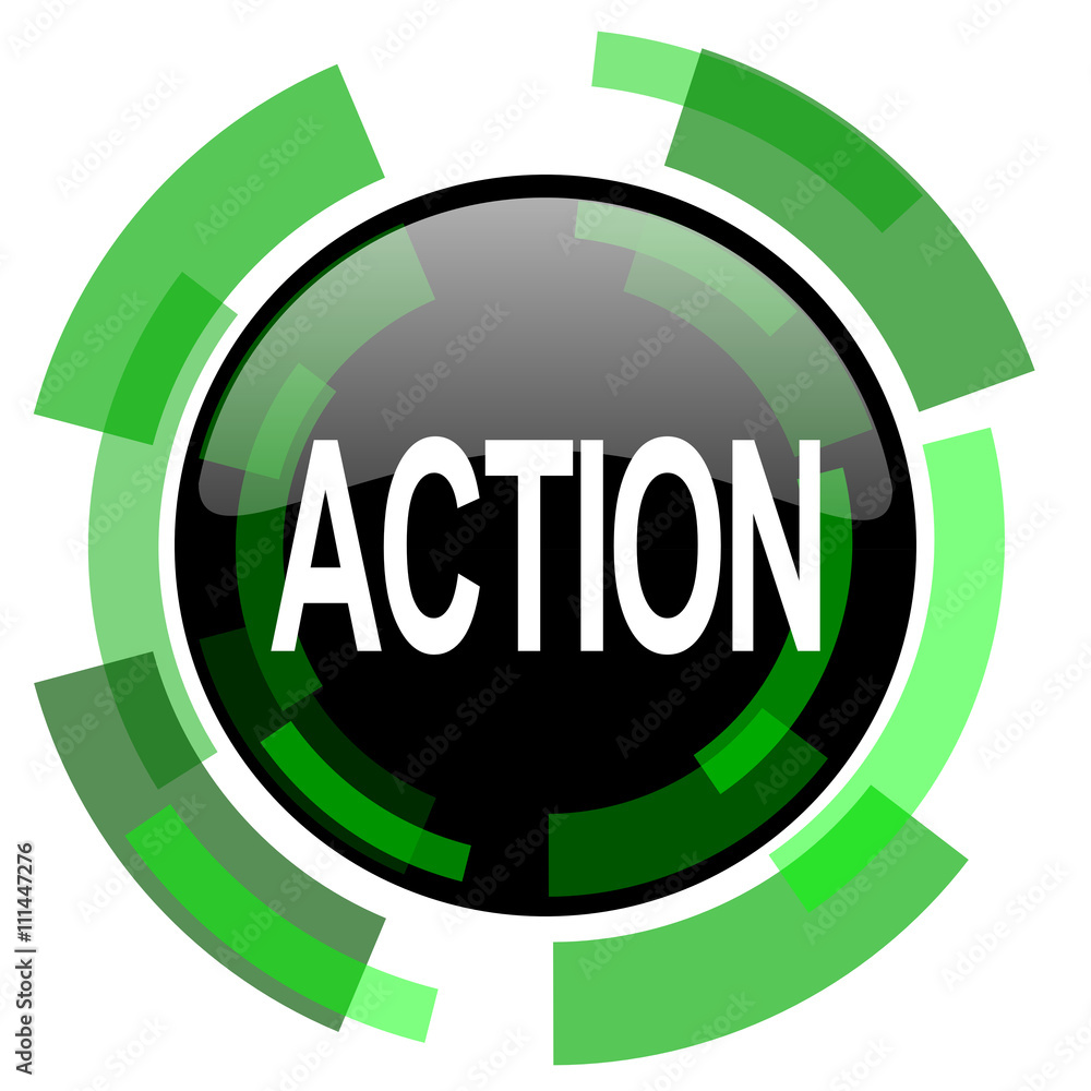 Poster action icon, green modern design isolated button, web and mobile app design illustration