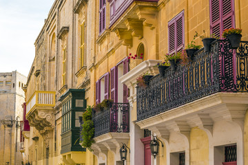 Malta - Traditional Maltese buildings and balconies in Valletta
