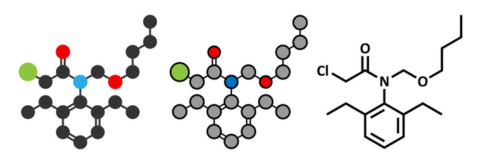 Butachlor herbicide molecule.