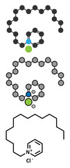 Cetylpyridinium chloride antiseptic molecule.