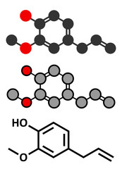 Eugenol herbal essential oil molecule. Present in cloves, nutmeg, etc