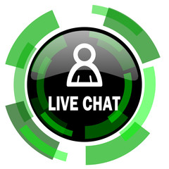 live chat icon, green modern design isolated button, web and mobile app design illustration