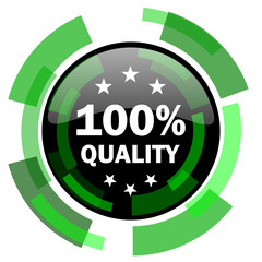 quality icon, green modern design isolated button, web and mobile app design illustration