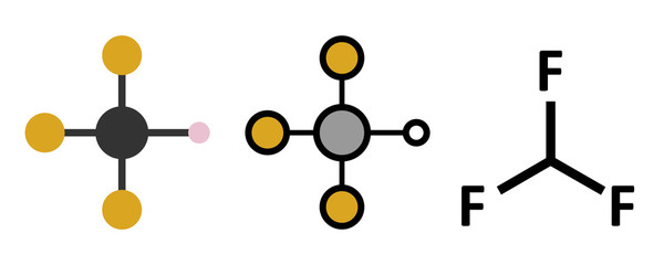 Fluoroform greenhouse gas molecule.