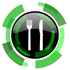 eat icon, green modern design isolated button, web and mobile app design illustration