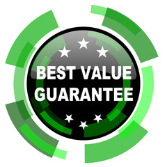 best value guarantee icon, green modern design isolated button, web and mobile app design illustration