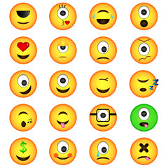 Set of Emoticons. Set of Emoji. One-eyed emoji. EPS10.