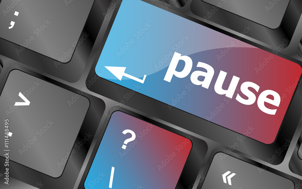 Poster computer keyboard with pause key - business concept vector, keyboard keys, keyboard button