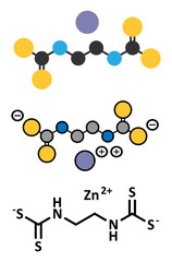 Zineb zinc organosulfur fungicide molecule.