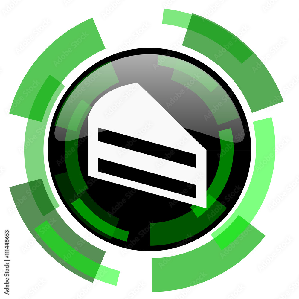 Poster cake icon, green modern design isolated button, web and mobile app design illustration