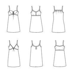 Flat fashion template - night wear and lingerie set
