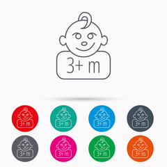 Baby face icon. Newborn child sign.