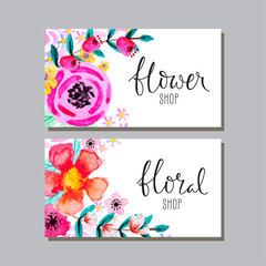 Cards with watercolor flowers.