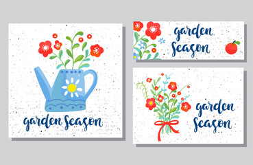 Set of banners with decorative flower.