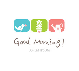 Good morning! Beautiful positive symbols. Idea of the logo for gift shop variety of gizmos, theme cafe and other.