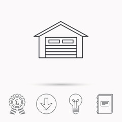 Auto garage icon. Transport parking sign.