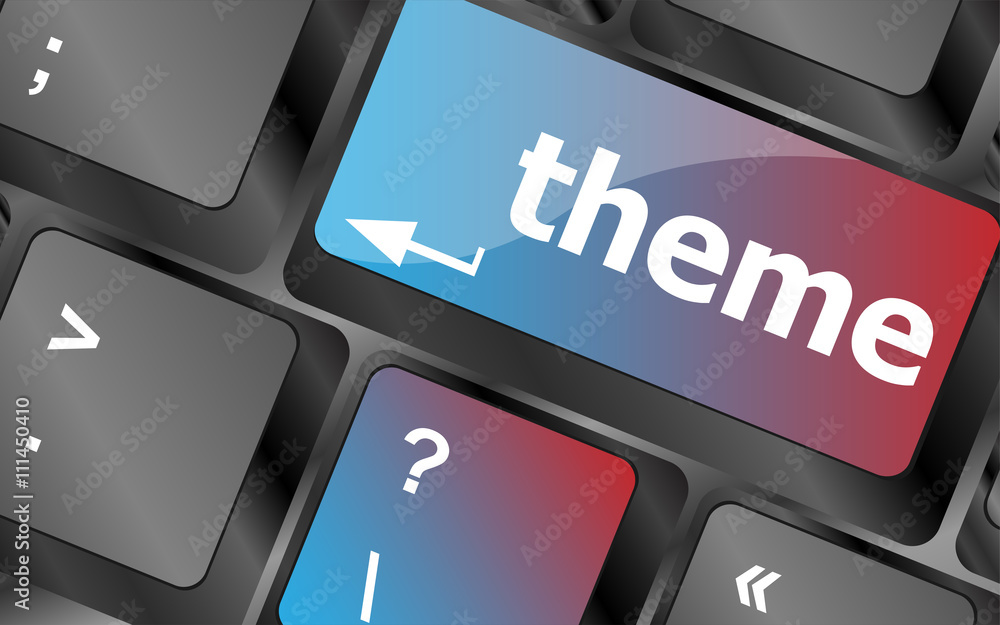 Poster theme button on computer keyboard keys, business concept vector, keyboard keys, keyboard button