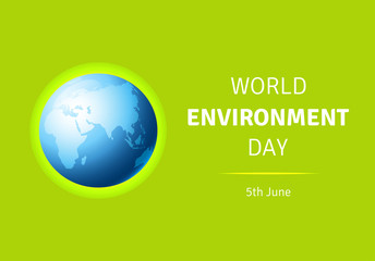 World Environment Day vector card, poster with globe.
