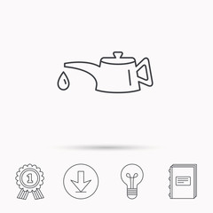 Motor oil icon. Fuel can with drop sign.