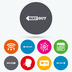 Way out icons. Left and right arrows symbols.