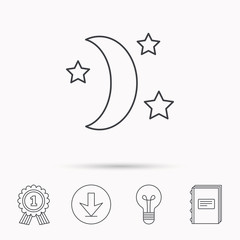 Night or sleep icon. Moon and stars sign.