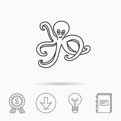 Octopus icon. Ocean devilfish sign.