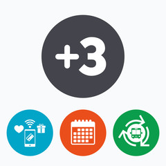 Obraz premium Plus three sign. Add three symbol.