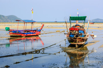 Boats at low tide, Rawai beach, Phuket, Thailand
