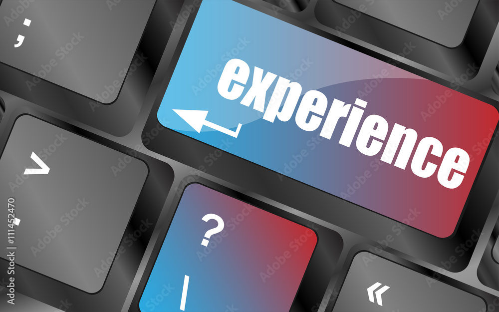 Poster experience word on computer keyboard key vector, keyboard keys, keyboard button