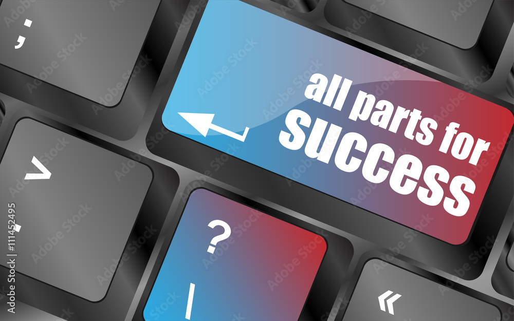 Poster all parts for success button on computer keyboard key vector, keyboard keys, keyboard button