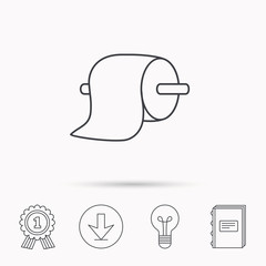 Toilet paper icon. WC hygiene sign.